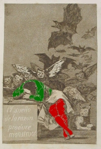 Variazione su El sueño de la razón produce monstruos, di F. Goya, 1797